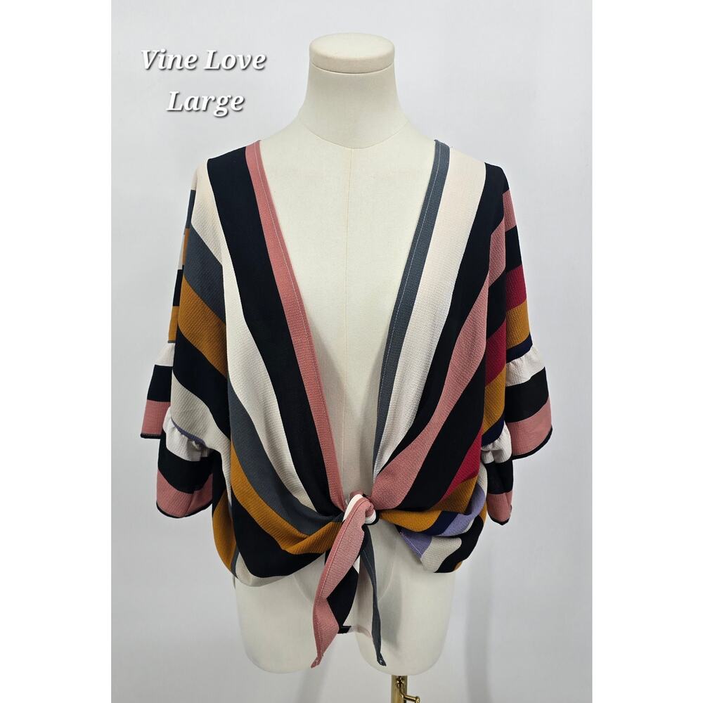 Vine & Love Tuscany Stripes Shift Top Large Boho Western‎ Festival